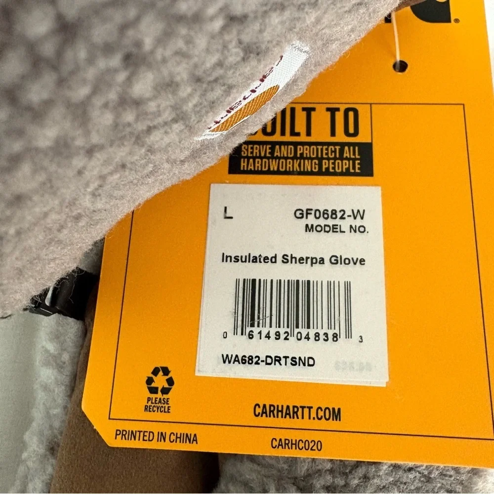 LARGE Carhartt Women's Insulated Sherpa Gloves Brown Fleece Winter NWT GF0682-W